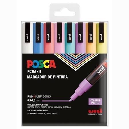 ESTUCHE 8 MARCADORES PC-3M COL. PASTEL POSCA