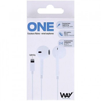 AURICULARES CON CABLE LIGHTNING (PARA IPHONE)  SEMI IN-EAR BLANCO MICROFONO INTEGRADO